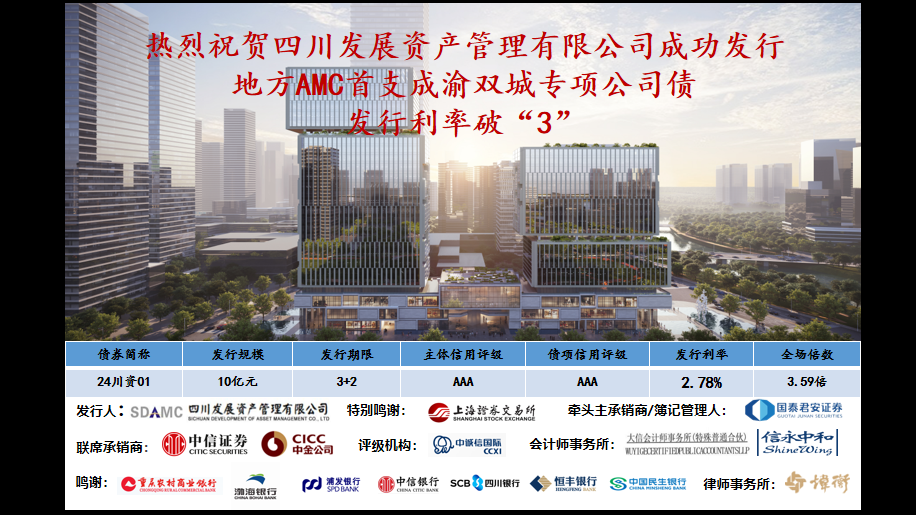 看好雙城經(jīng)濟，發(fā)行利率破“3”—川發(fā)資管成功發(fā)行成渝雙城專項公司債